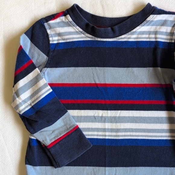 old navy classic blue striped long sleeve crewneck shirt 18-24 months baby boy - Picture 2 of 4